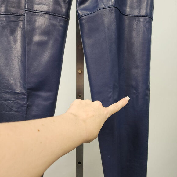 Vintage Di Capra Blue Leather Trouser Pants Size M/L - Picture 9 of 11